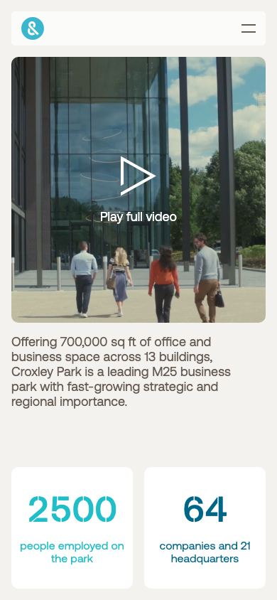 Croxley Park’s homepage on a phone